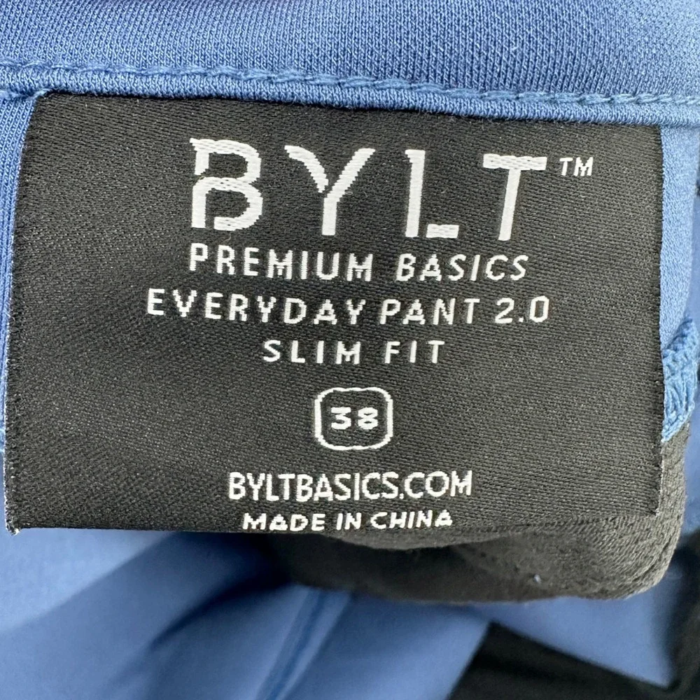 BYLT Everyday Pant 2.0 Mens 38 Blue Slim Fit Techwear Casual Trousers NWOT